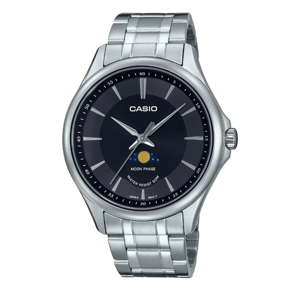 Casio Silver Stainless Steel Black Dial Quartz Watch for Gents - MTP-M100D-1AVDF