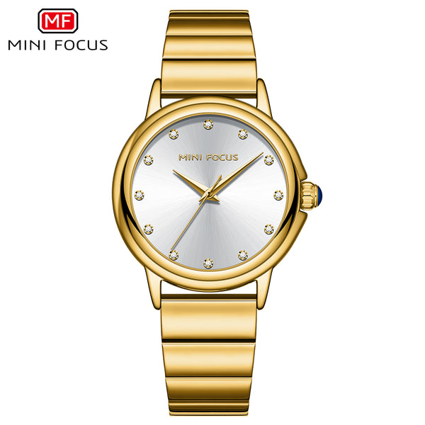 Mini Focus Rose Gold Stainless Steel Silver Dial Quartz Watch for Ladies - MF0493L-05