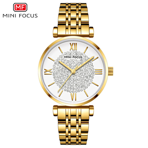 Mini Focus Rose Gold Stainless Steel White Dial Quartz Watch for Ladies - MF0334L-02