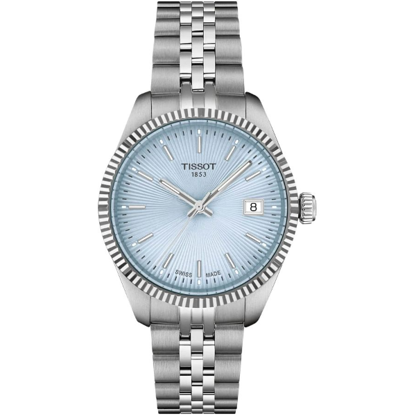 Tissot T-Classic Silver Stainless Steel Blue Dial Quartz Watch for Ladies - T156.210.11.351.00