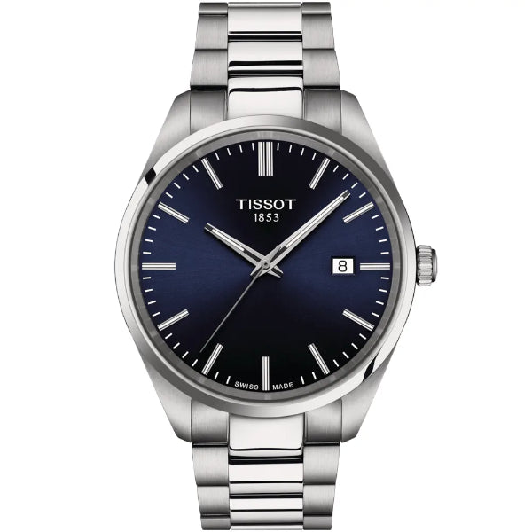 Tissot T-Classic Silver Stainless Steel Blue Dial Quartz Watch for Gents - T150.410.11.041.00
