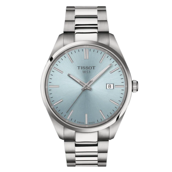 Tissot T-Classic Silver Stainless Steel Tiffany Blue Dial Quartz Watch for Gents - T150.410.11.351.00