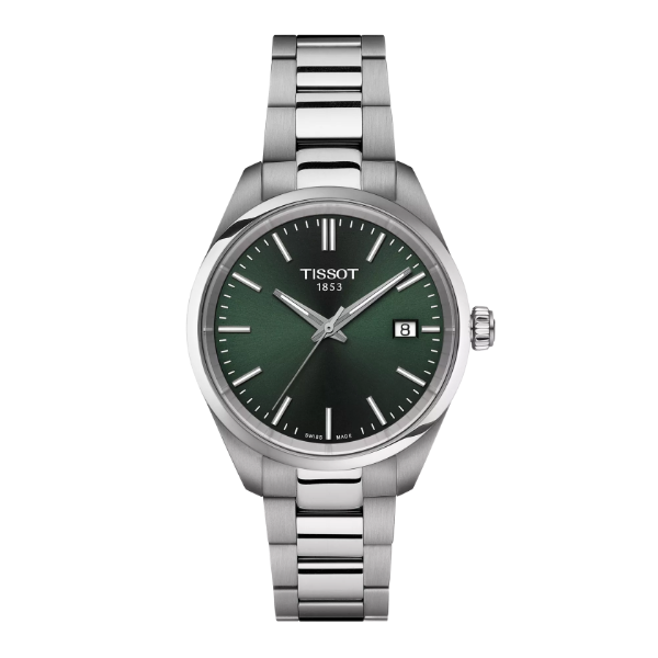 Tissot T-Classic Grey Stainless Steel Green Dial Quartz Watch for Ladies - T150.210.11.091.00
