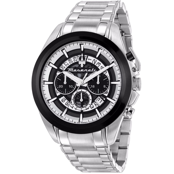 Maserati Traguardo Silver Stainless Steel Black Dial Quartz Watch for Gents - R8873612059