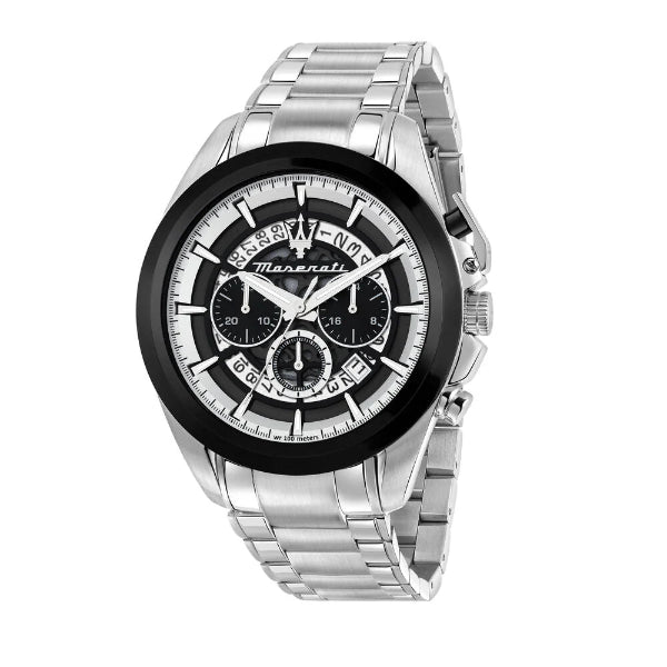 Maserati Traguardo Silver Stainless Steel Black Dial Quartz Watch for Gents - R8873612059