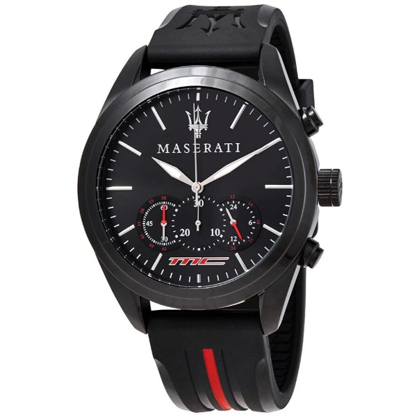 Maserati Traguardo Black Silicone Strap Black Dial Quartz Watch for Gents - R8871612004