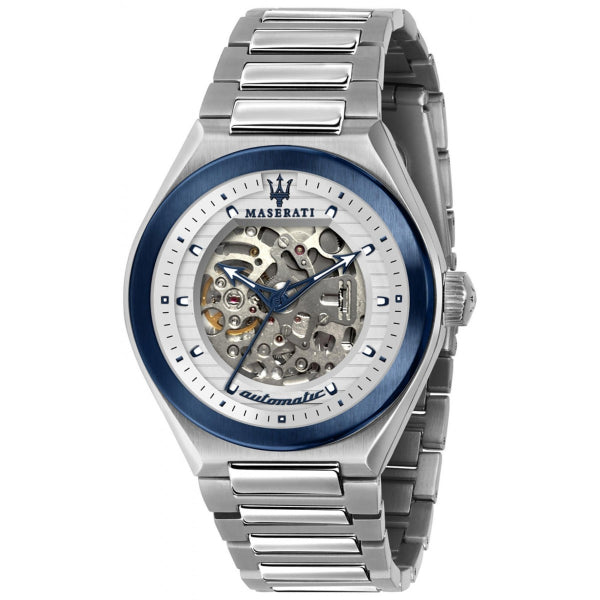 Maserati Triconic Silver Stainless Steel White Dial Automatic Watch for Gents - R8823139002