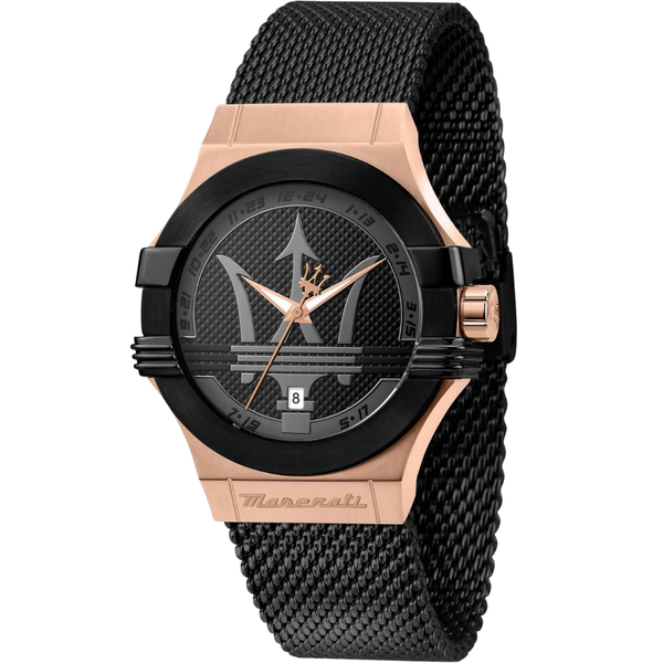 Maserati Potenza Black Mesh Braselet Black Dial Quartz Watch for Gents - R8853108010
