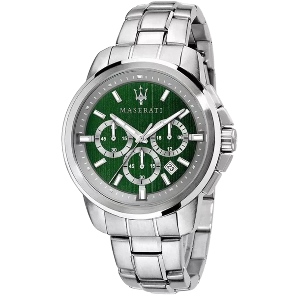 Maserati Successo Silver Stainless Steel Green Dial Quartz Watch for Gents - R8873621017
