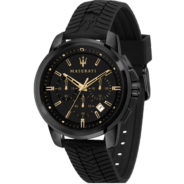 Maserati Successo Black Silicone Strap Black Dial Quartz Watch for Gents - R8871621011