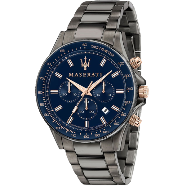 Maserati Sfida Grey Stainless Steel Blue Dial Quartz Watch for Gents - R8873640001