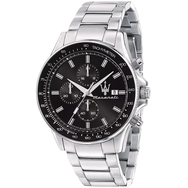 Maserati Sfida Silver Stainless Steel Black Dial Quartz Watch for Gents - R8873640015