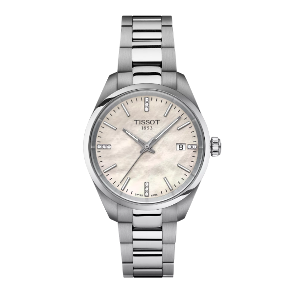 Tissot T-Classic Grey Stainless Steel Pearl White Dial Quartz Watch for Ladies - T150.210.11.116.00