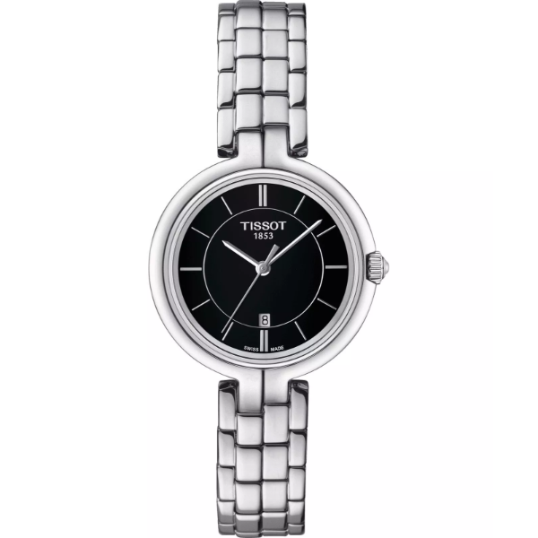 Tissot Flamingo Silver Stainless Steel Black Dial Quartz Watch for Ladies - T094.210.11.051.00