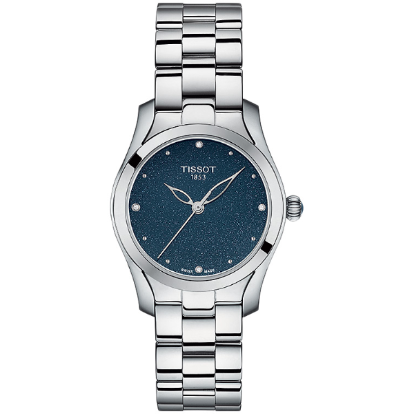 Tissot T-Wave Silver Stainless Steel Blue Dial Quartz Watch for Ladies - T112.210.11.046.00
