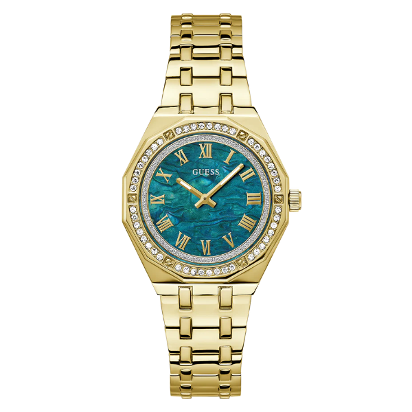 Guess Desire Gold Stainless Steel Green Dial Quartz Watch for Ladies - GW0770L2