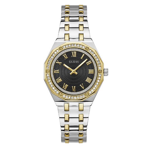 Guess Desire Two-Tone Stainless Steel Black Dial Quartz Watch for Ladies - GW0770L4