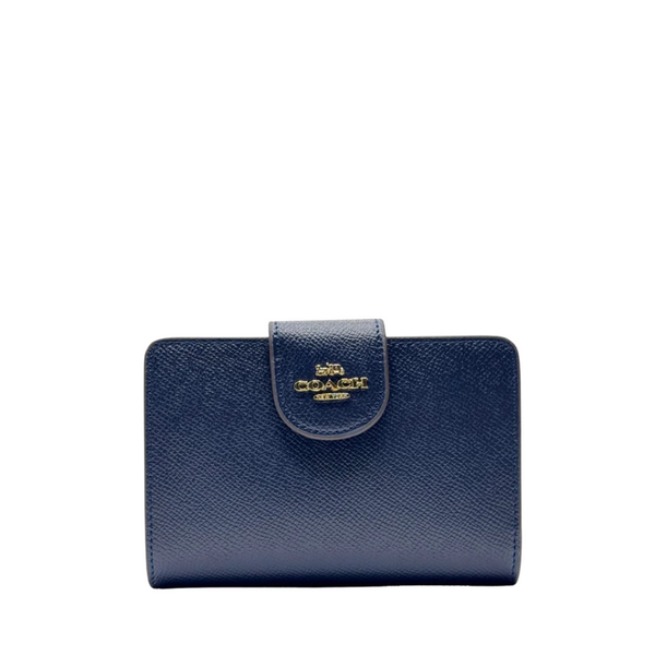 Coach Medium Corner Zip Wallet in Crossgrain Leather Blue - C6390