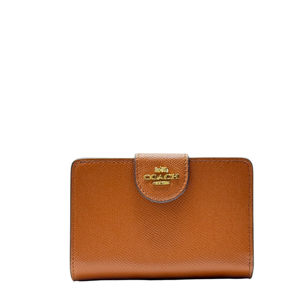 Coach Medium Corner Zip Wallet in Crossgrain Leather Brown - C6390