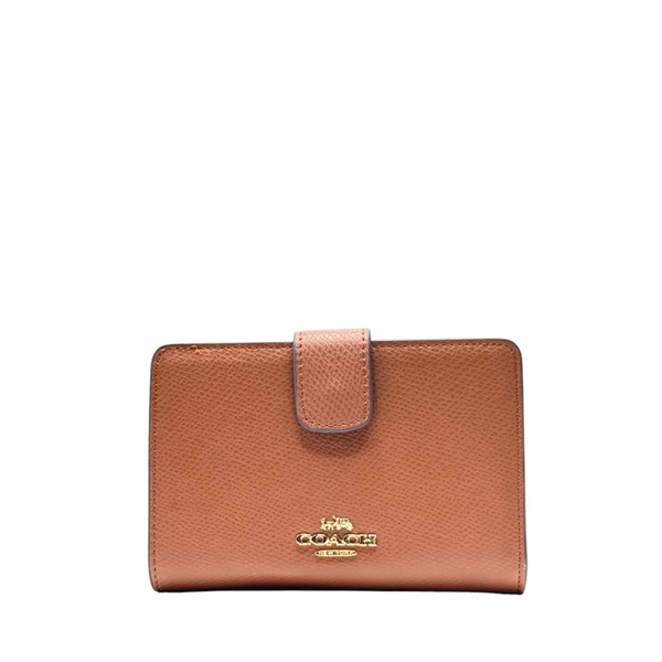 Coach Medium Corner Zip Wallet in Crossgrain Leather Brown - F53436