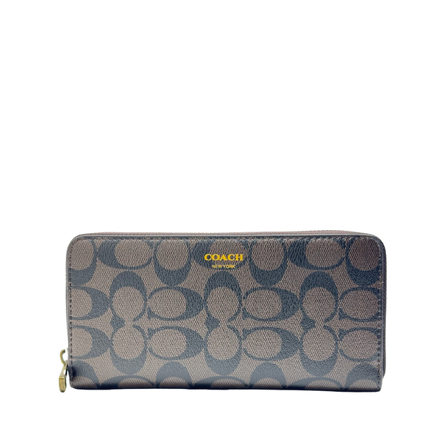 Coach Large Zip Around Wallet in Crossgrain Leather Dark Brown - F74597