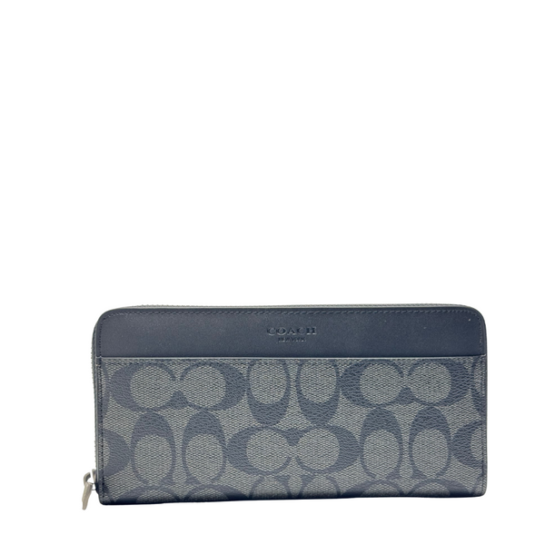 Coach Large Zip Around Wallet in Crossgrain Leather Black - F58112