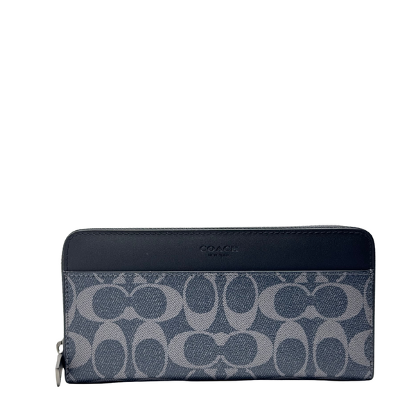 Coach Large Zip Around Wallet in Crossgrain Leather Grey - F58112