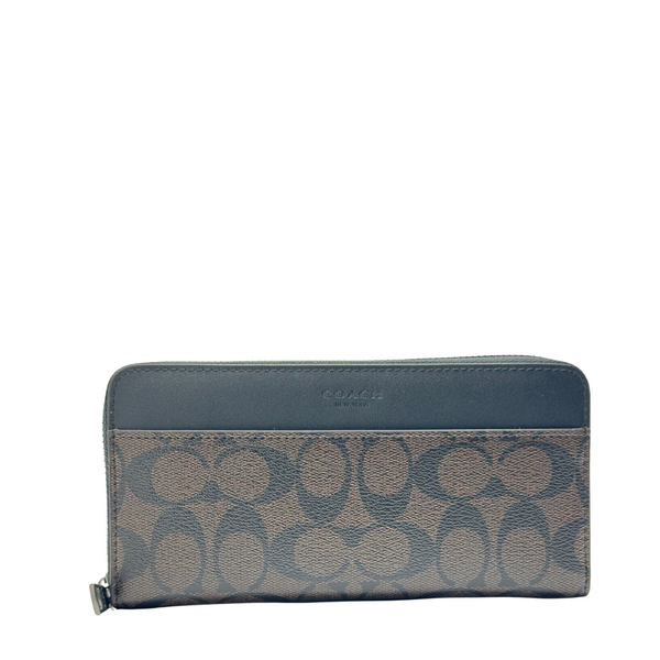 Coach Large Zip Around Wallet in Crossgrain Leather Dark Brown - F58112