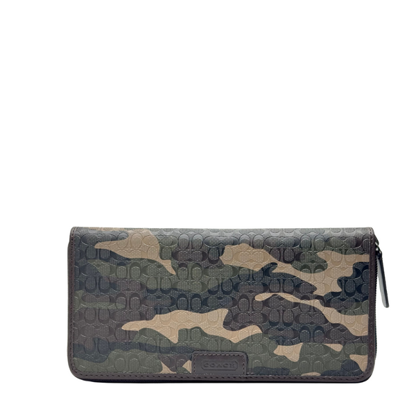 Coach Large Zip Around Wallet in Crossgrain Leather Chalk Brown - F74546