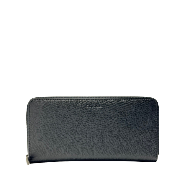 Coach Accordion Zip Wallet in Crossgrain Leather Black - F58107