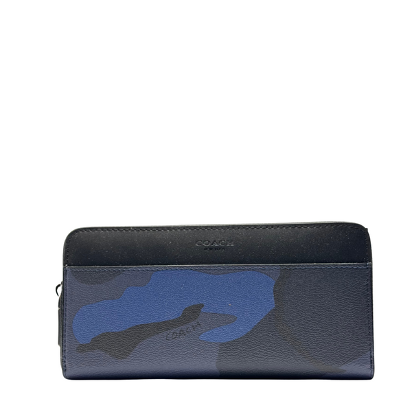 Coach Accordion Zip Wallet in Signature Canvas Blue - F57802