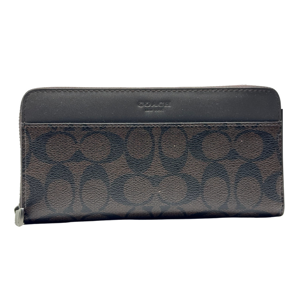 Coach Accordion Zip Wallet in Signature Coated Canvas Brown - F75000