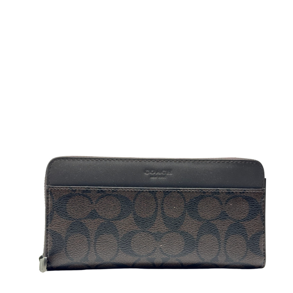 Coach Accordion Zip Wallet in Signature Coated Canvas Brown - F75000