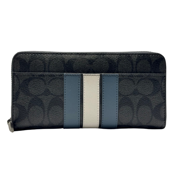 Coach Accordion Zip Wallet in Signature Canvas with Vertical Stripe – F26070