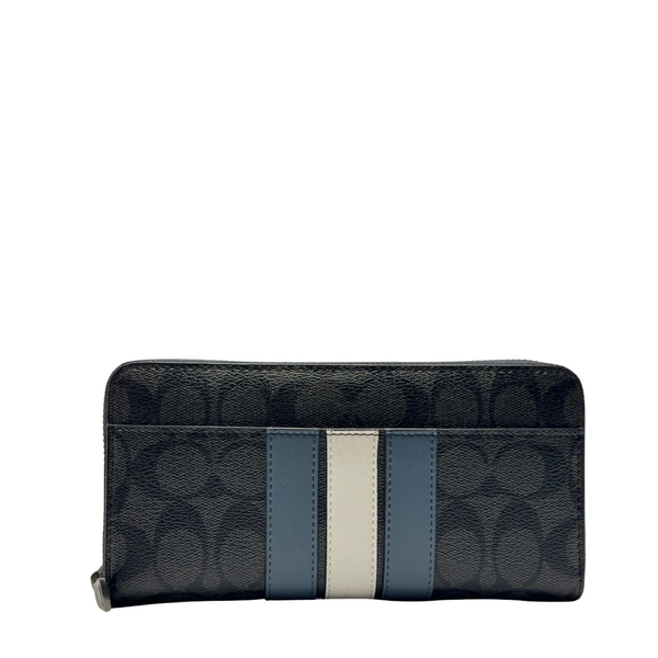 Coach Accordion Zip Wallet in Signature Canvas with Vertical Stripe – F26070