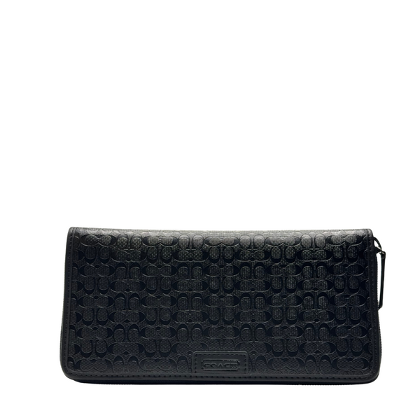 Coach Accordion Zip Wallet in Signature Coated Canvas Black – F74546