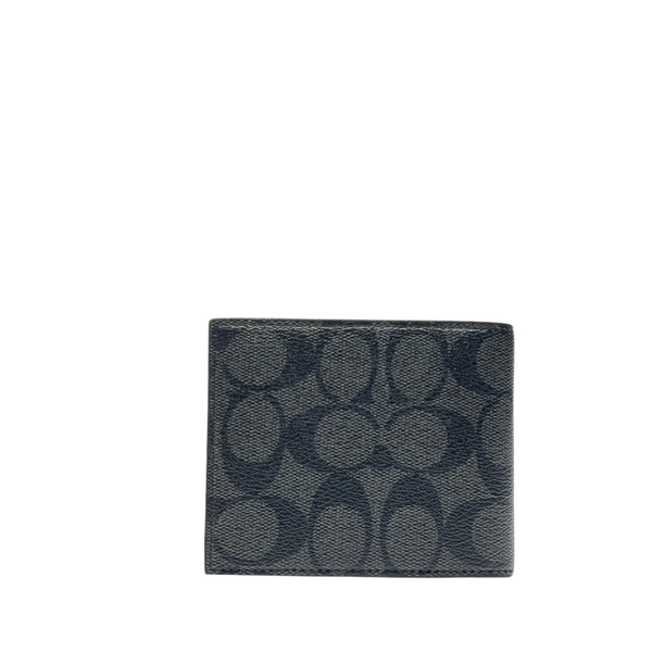 Coach Compact ID Wallet in Signature Monogram Leather Black - F74993