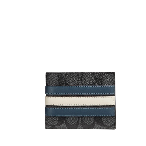 Coach Compact 2-in-1 Wallet in Canvas with Varsity Stripe - F26072