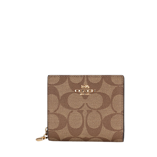 Coach Snap Wallet in Signature Canvas Light Brown - C3309