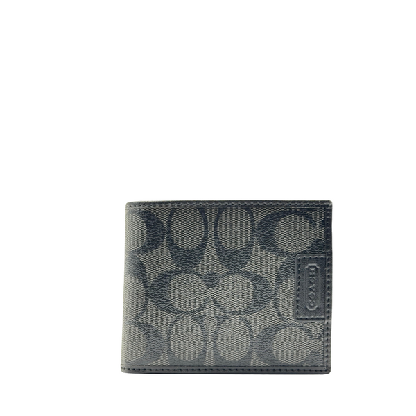 Coach Compact ID Wallet in Signature Coated Canvas Black - F74736