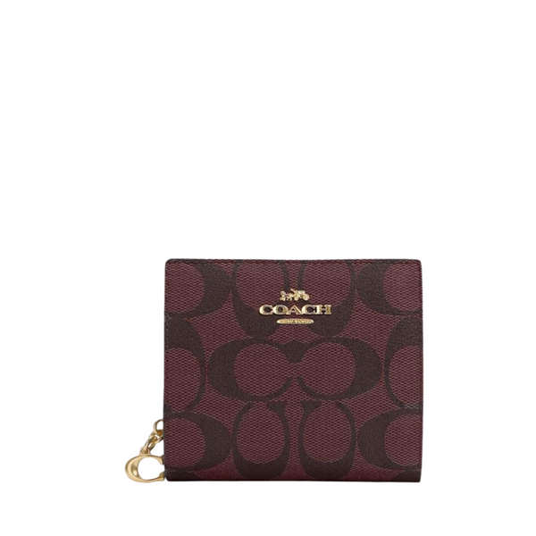 Coach Snap Wallet in Signature Canvas Dark Brown - C3309