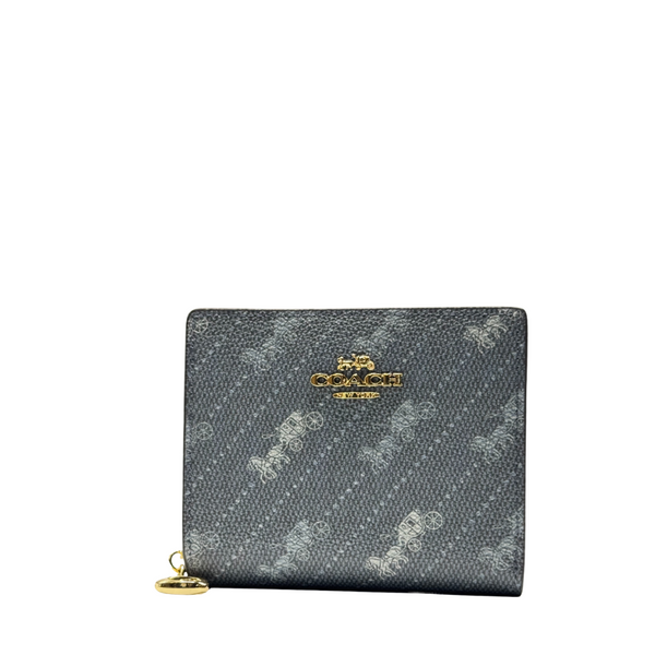 Coach Snap Wallet in Signature Canvas with Navy C Logo - C1401