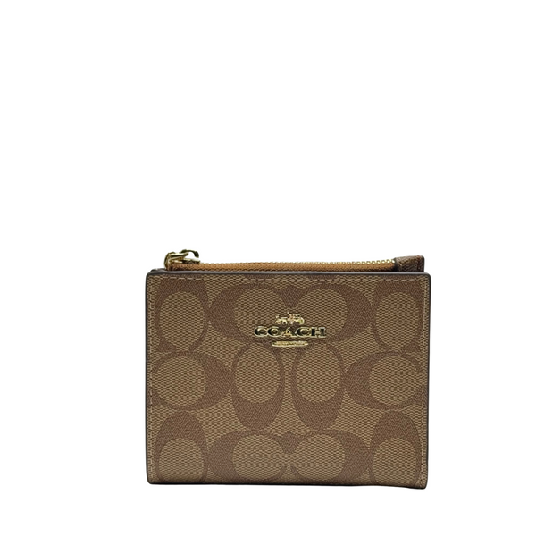 Coach Snap Wallet in Signature Canvas Light Brown - F78002