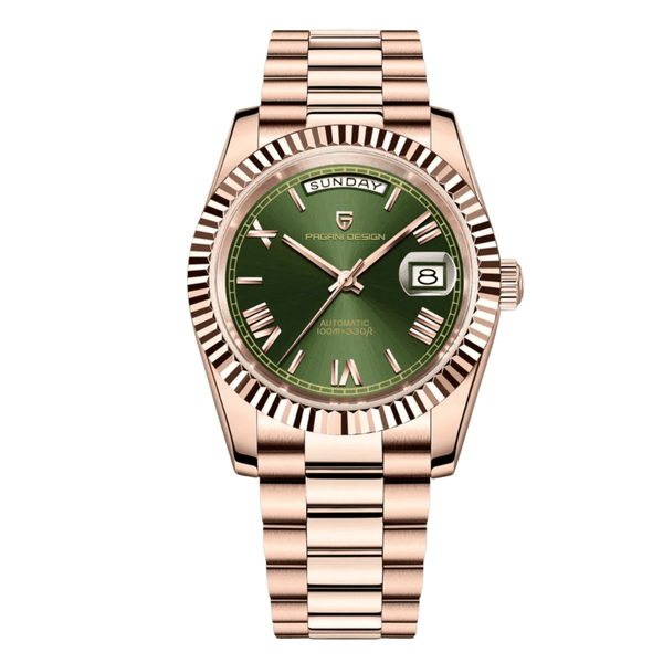 Pagani Rose Gold Stainless Steel Green Dial Quartz Watch for Gents - Pagani PD-1752