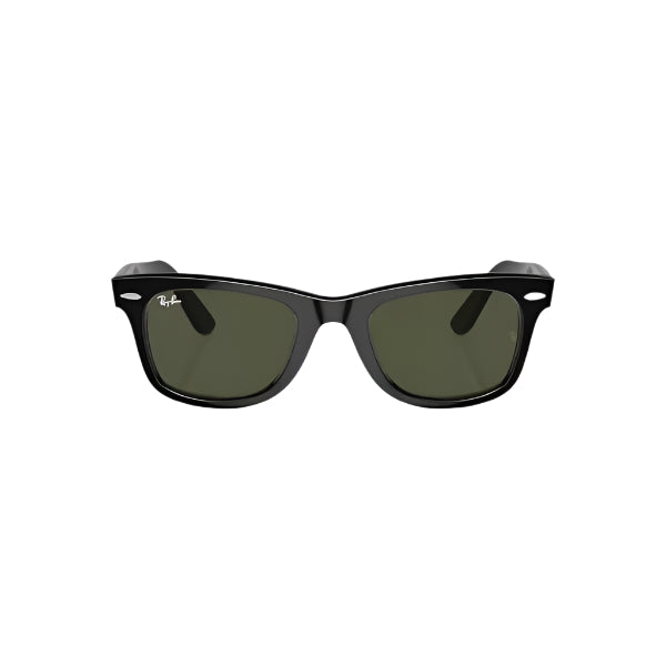 Ray‑Ban RB2140F 901 54‑18 Original Wayfarer Classic – Polished Black with Crystal Green Lenses