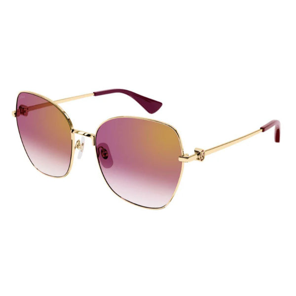Cartier CT0402S 003 XL Butterfly Sunglasses – Gold Metal Frame / Red Multi-Treatment Nylon Lens – 59 × 18 × 140 mm