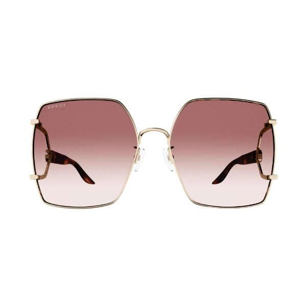 Gucci GG1564SA 002 Oversized Butterfly Sunglasses – Gold/Havana Metal Frame / Burgundy-Red Gradient Nylon Lens – 61 mm
