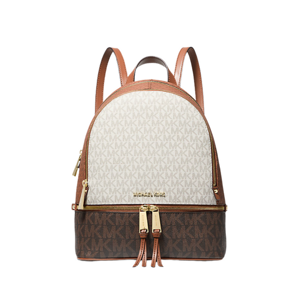 Michael Kors Rhea Zip Medium Backpack – Lug Multi Color-Block Canvas