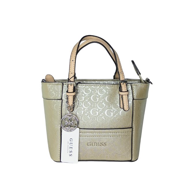 GUESS Delaney Mini Tote – Golden | Stylish & Convertible Crossbody – VY669305