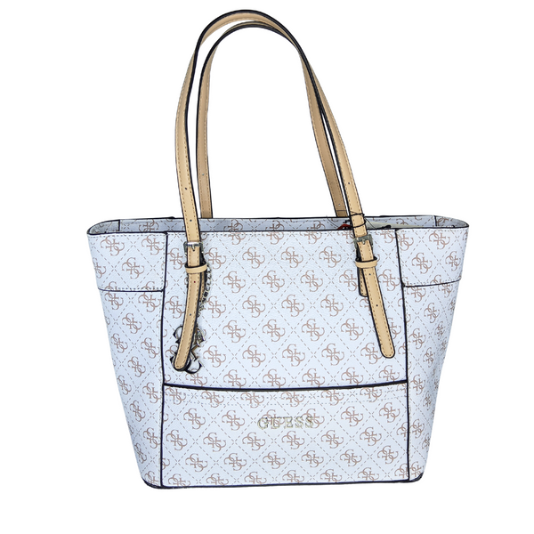 GUESS Delaney Large Tote – White | Spacious & Elegant Shopper
